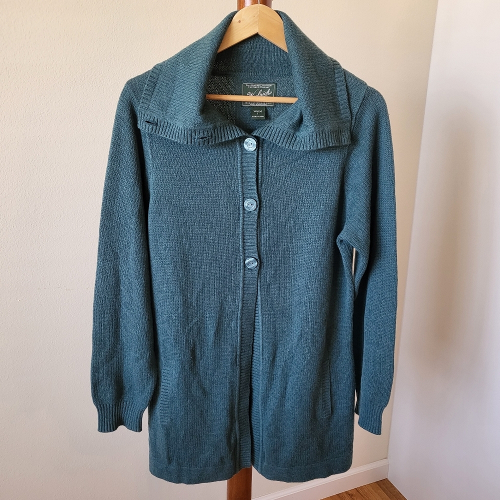 WOOLRICH Womens L Cardigan Long Length Spruce Green